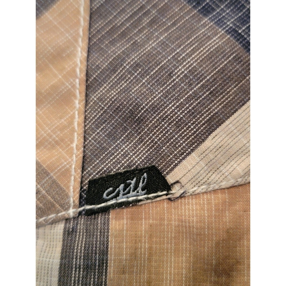 Coastal Western Pearl Snap Shirt Mens XL Tan Blue Plaid Long Sleeve Excellent - Picture 7 of 10